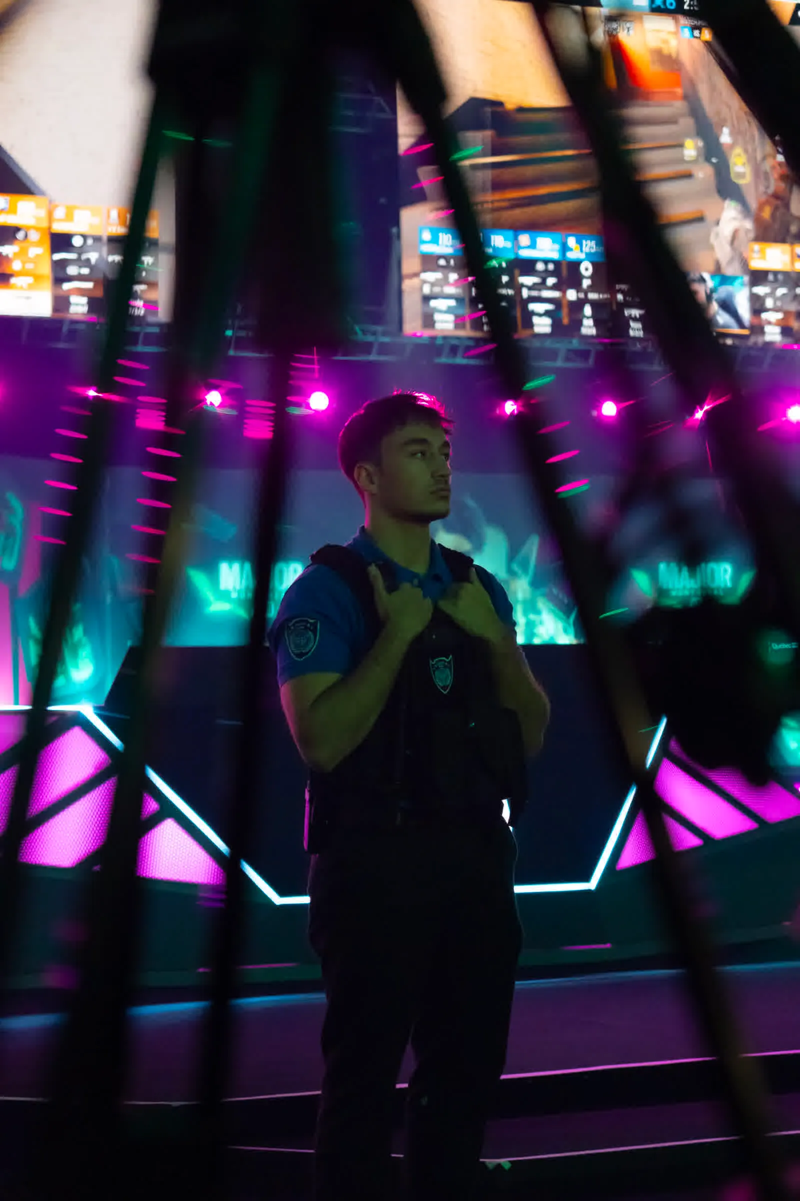 Security agent on stage at a concert